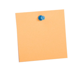 Orange  reminder note with blue pin