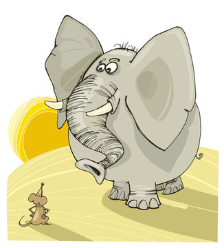 Illustration of elephant and mouse