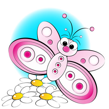 Butterfly and flowers - Kid Illustration