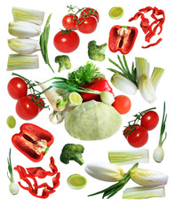 Red  green vegetables in health collage