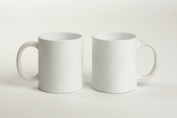 Two white mugs