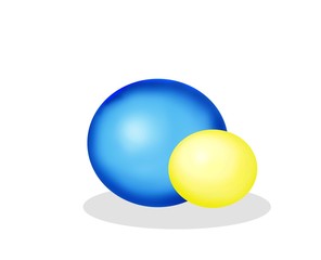 blue and yellow spheres (balls) isolated