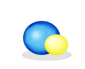 blue and yellow spheres (balls) isolated