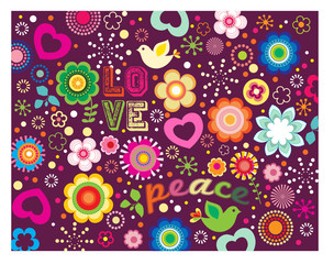 Love Peace groovy graphic