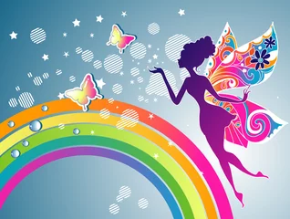Poster Grafische regenboogfee © Ani Bunny