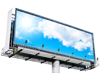 Big blank isolated billboard with sky inside