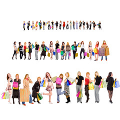 Fototapeta premium Shopping group of people with colorful bags