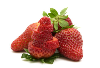 fresh strawberries on white background