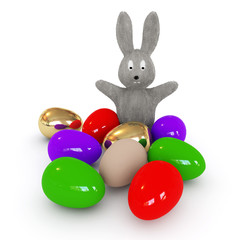 easter bunnies is among the eggs