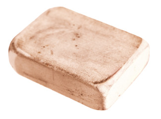 Big used eraser isolated on the white background.