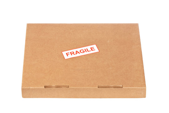 Fragile on cardboard box