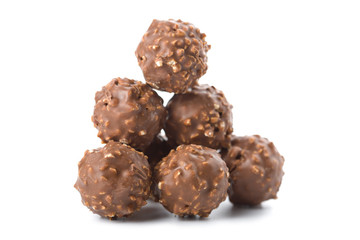round chocolate candies isolated