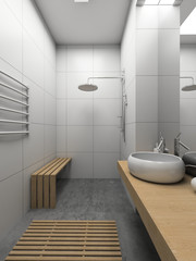 3D render modern interior of toilet
