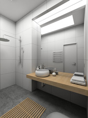 3D render modern interior of toilet