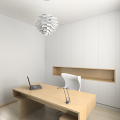 3D render modern interior of cabinet