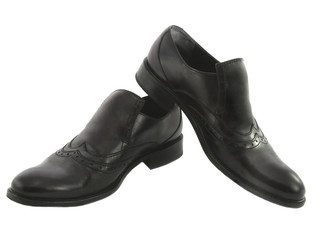 Black male leather shoes isolated in white
