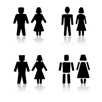 Set of 4 man and woman symbol variations