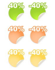 vector stickers with text  percent