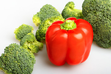 Green broccoli and red pepper