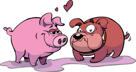 pig in love with dog
