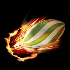 Cercles muraux Sports de balle Scorching rugby ball