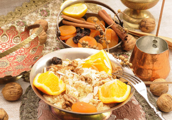 couscous salad with dried fruit and orange