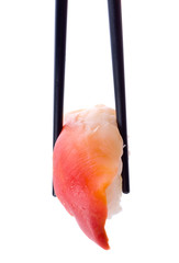 Sushi with chopsticks