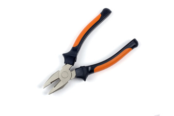 Obraz premium Orange and black pliers isolated on white background with shadow