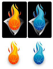 Flaming Basketball Logo Elements