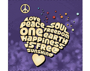 Groovy peace heart graphic