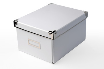 View of a White cardboard storage box with clipping path
