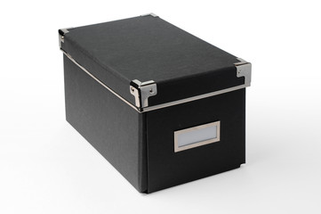 View of a Grey cardboard storage box with clipping path