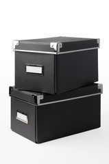View of a Grey cardboard storage box with clipping path