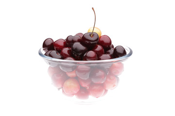 cherry in vase on white background