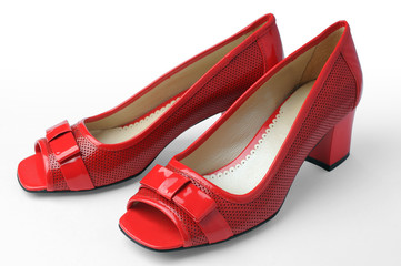 Red woman shoes isolated on white with clipping path