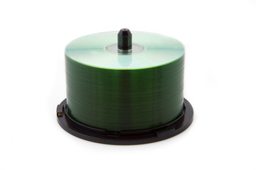 A spindle blank cd's isolated on a white background