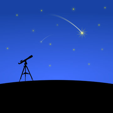 Fototapeta sternschnuppe mit teleskop I