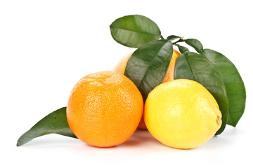 Fruits with green leaves