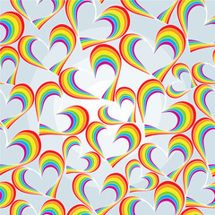 Rainbow-like Hearts Seamless Background