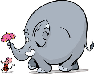 Lady Mouse and elephant
