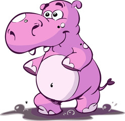Obraz na płótnie Canvas Cute pink hippo