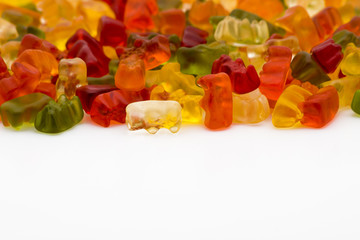 Gummy bears isolated on a white foreground