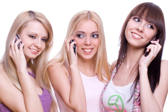 three girls with phone