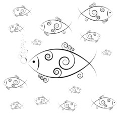 fish swimming and blowing bubbles