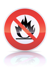 Panneau d'interdiction aux produits inflammables (reflet métal)