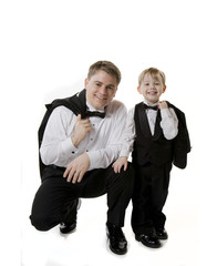 Man and Boy with Tuxedo Jackets Off