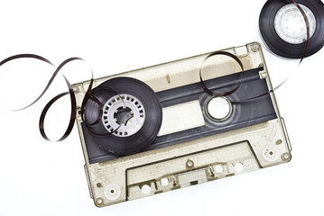 Old broken music cassette
