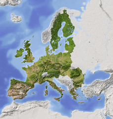 European Union, shaded relief map