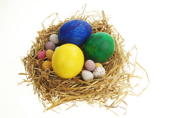 Easter eggs in nest