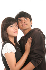 couple look to bright future copy space